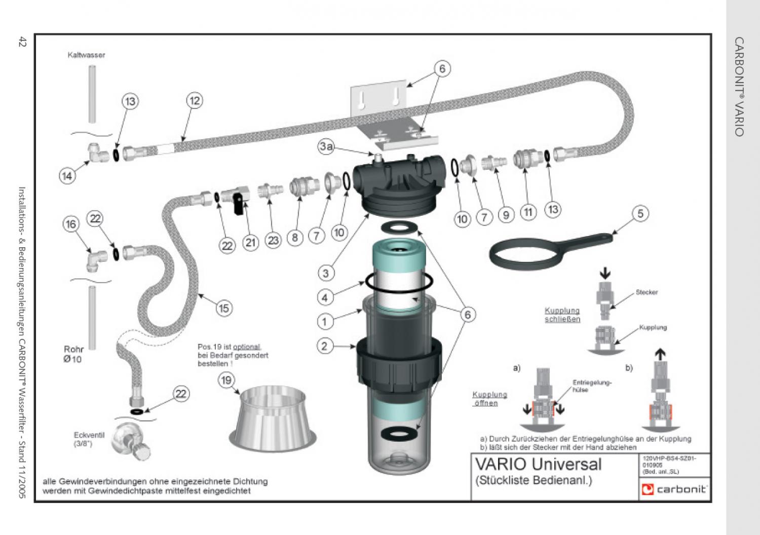 Carbonit Vario Untertisch Wasserfilter